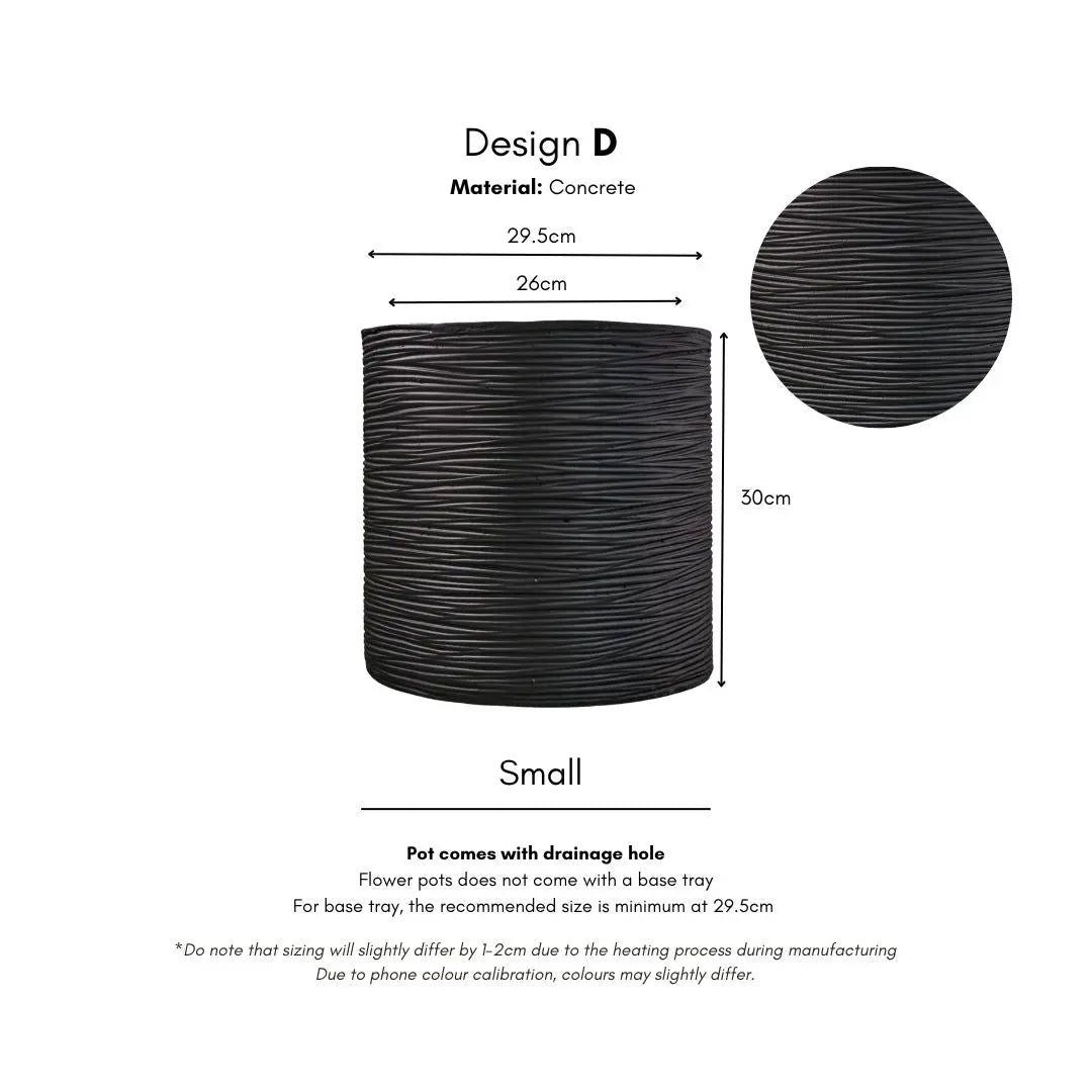 Pylota Black Concrete Flower Pot - Design D Speckled Space