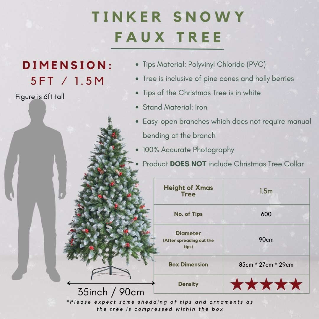 Tinker White Pine & Berry Faux Christmas Tree