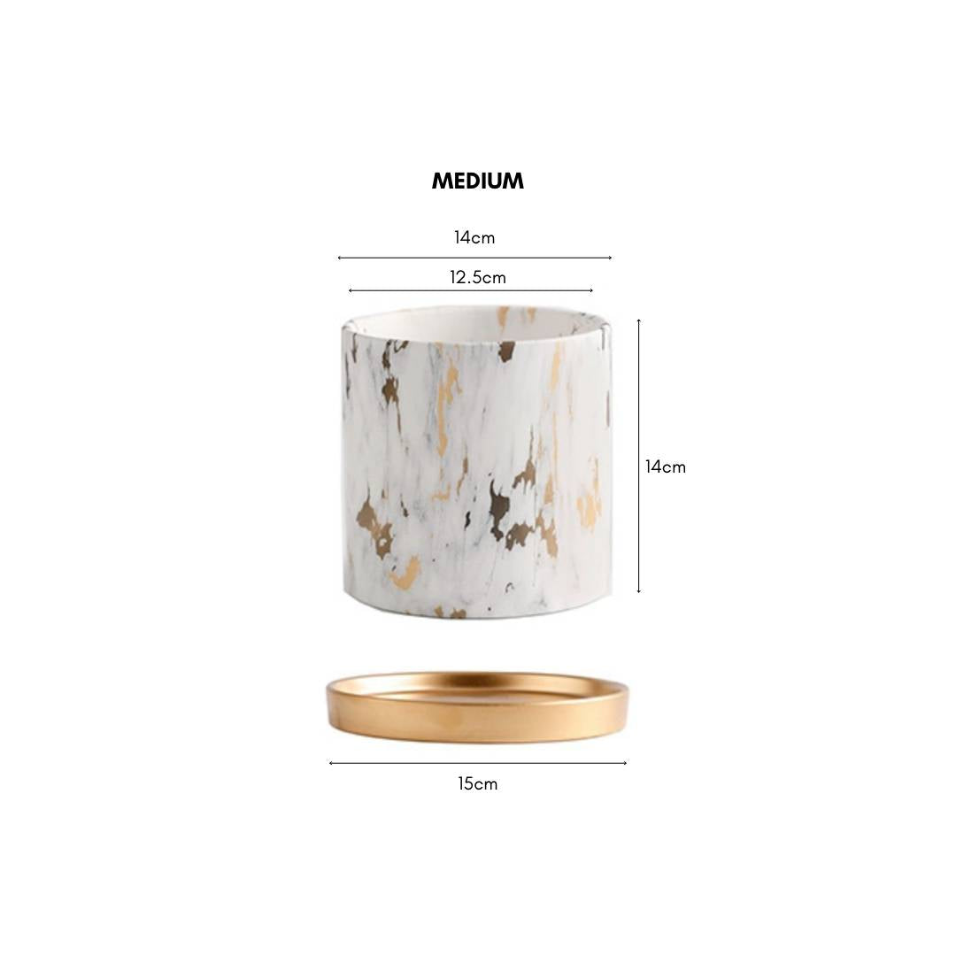 Miygan Marble Gold Ceramic Flower Pot