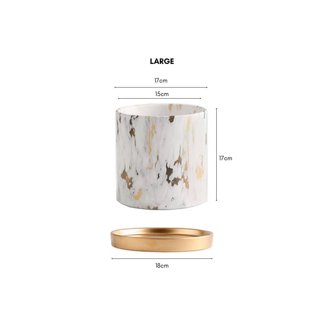 Miygan Marble Gold Ceramic Flower Pot