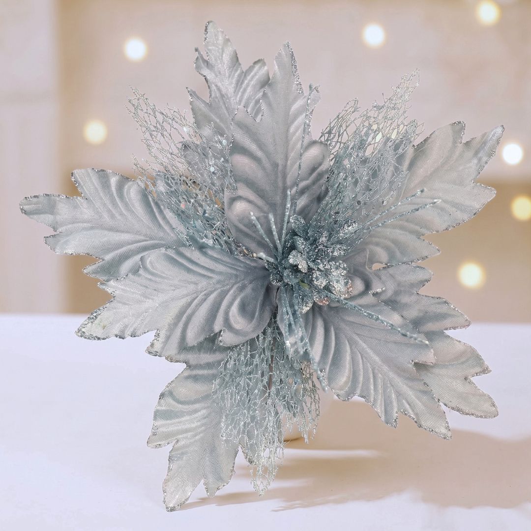 Light Blue Artificial Poinsettia Flower