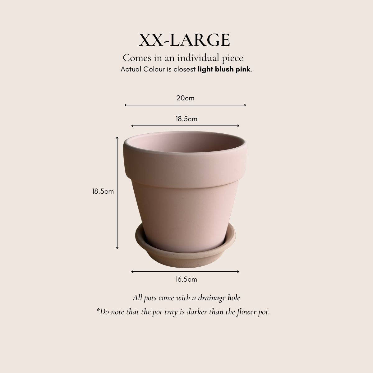 Blush Pink Terracotta Pottery Flower Pot