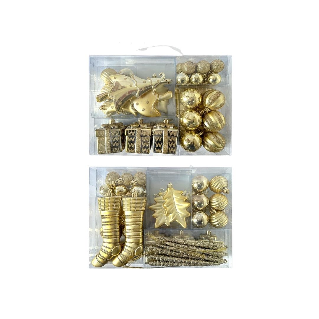 38pcs Set Gold Christmas Hanging Baubles Ornament