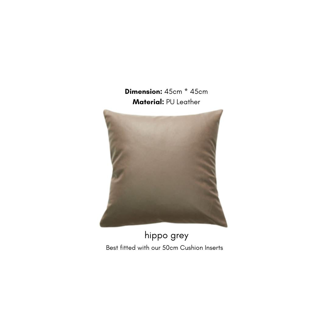 Plainly Solid Faux Leather Cushion Cover