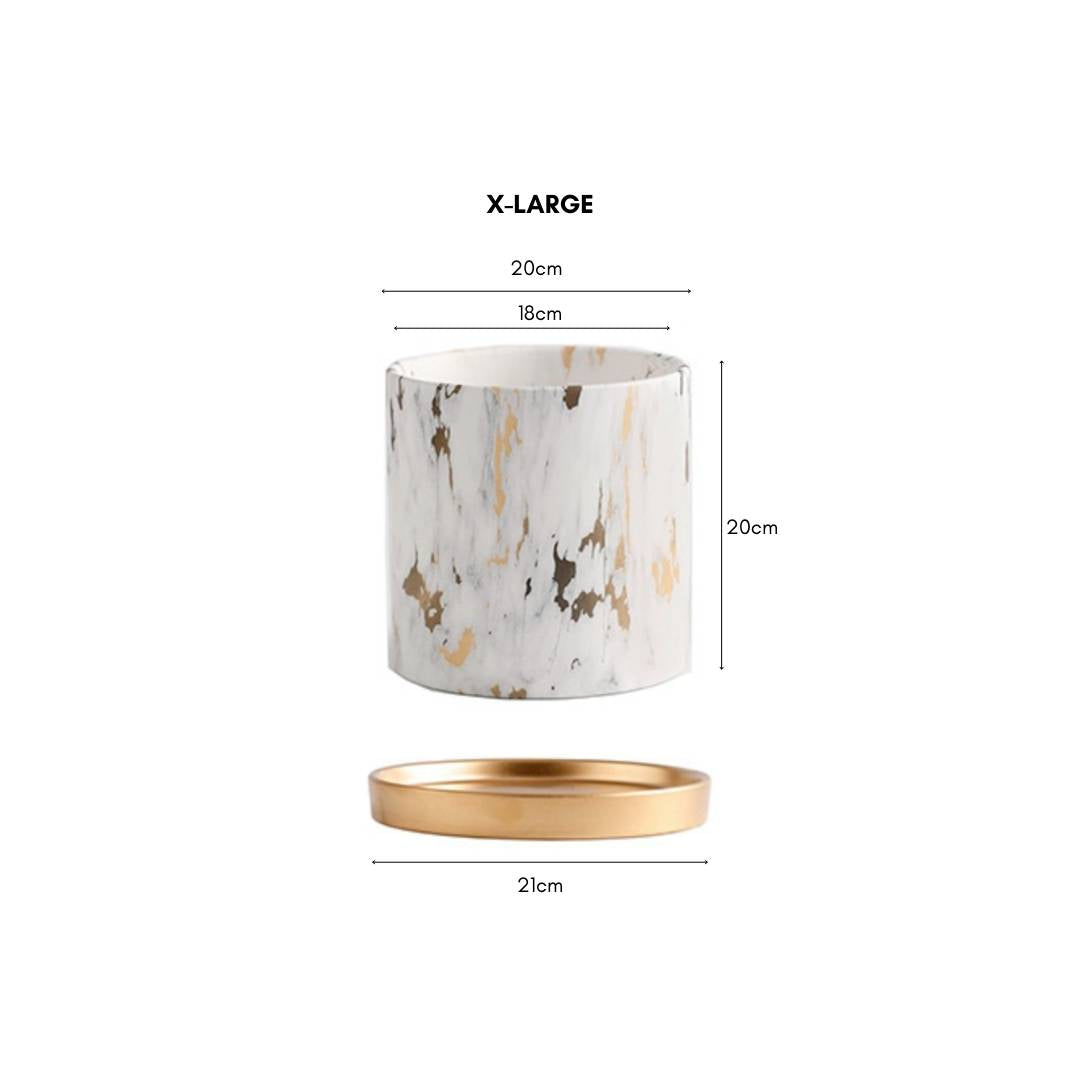 Miygan Marble Gold Ceramic Flower Pot