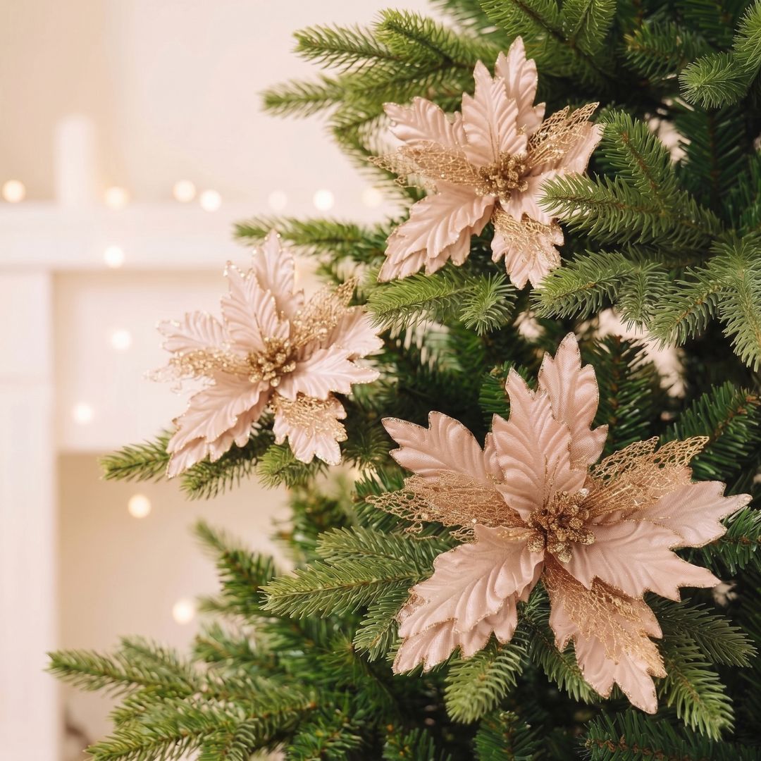 Rose Gold Artificial Poinsettia Flower