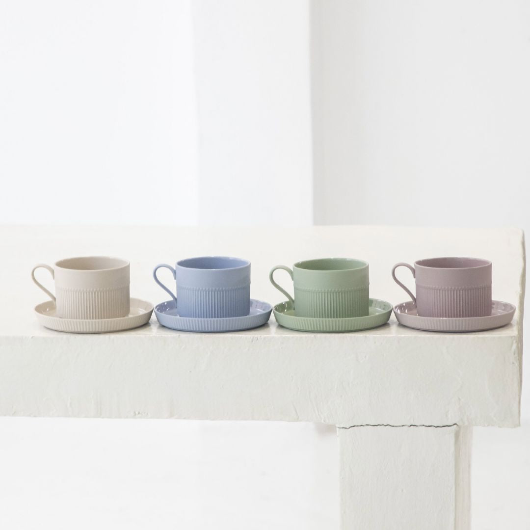 Abaca Ceramic Teacup with Saucer