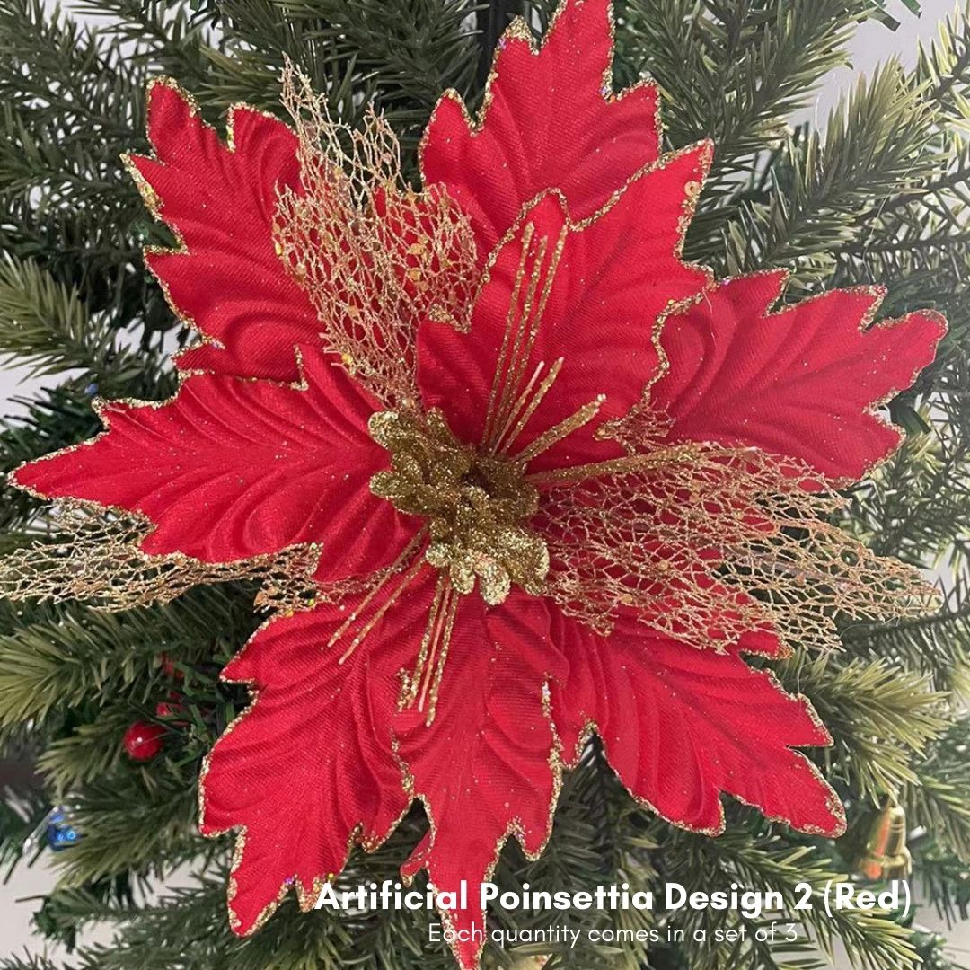 Xmas Artificial Poinsettia Flowers Design 2