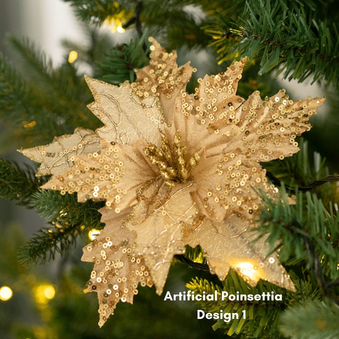 Xmas Artificial Poinsettia Flowers Design 1