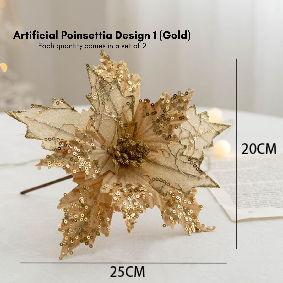 Xmas Artificial Poinsettia Flowers Design 1