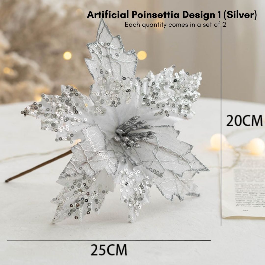 Xmas Artificial Poinsettia Flowers Design 1