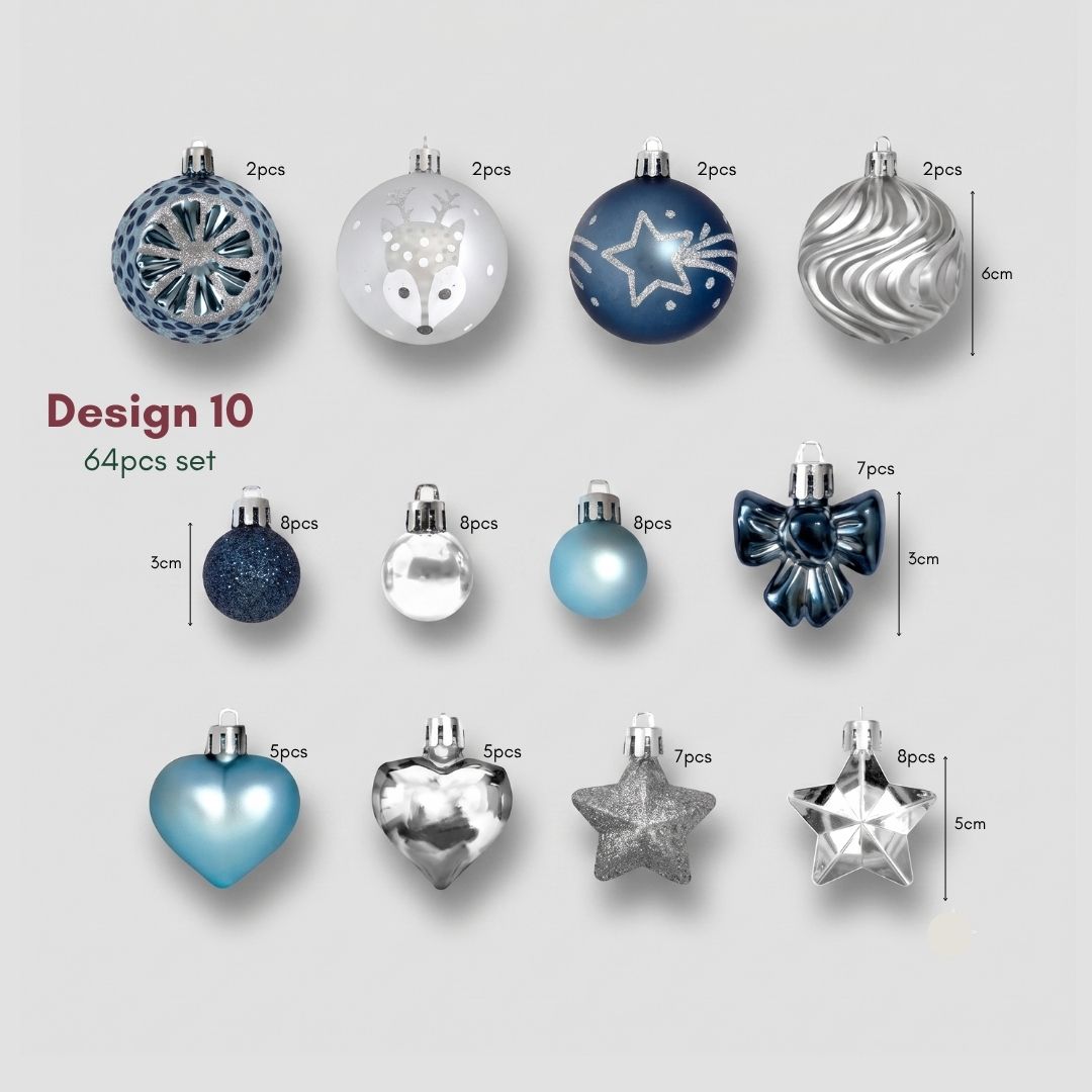 Blue Silver Christmas Ornament set for Christmas tree - Singapore homes - Speckled Space