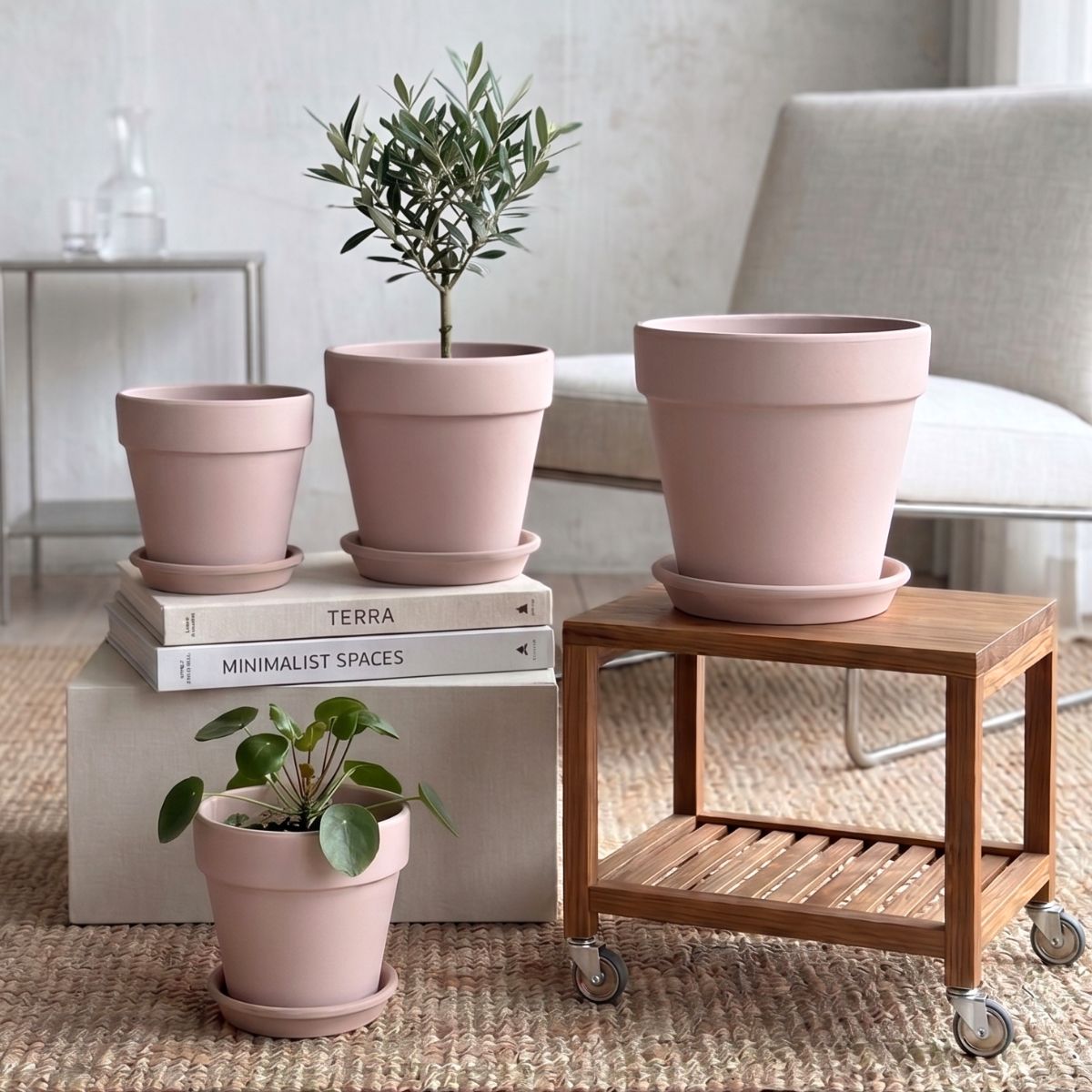Blush Pink Terracotta Pottery Flower Pot