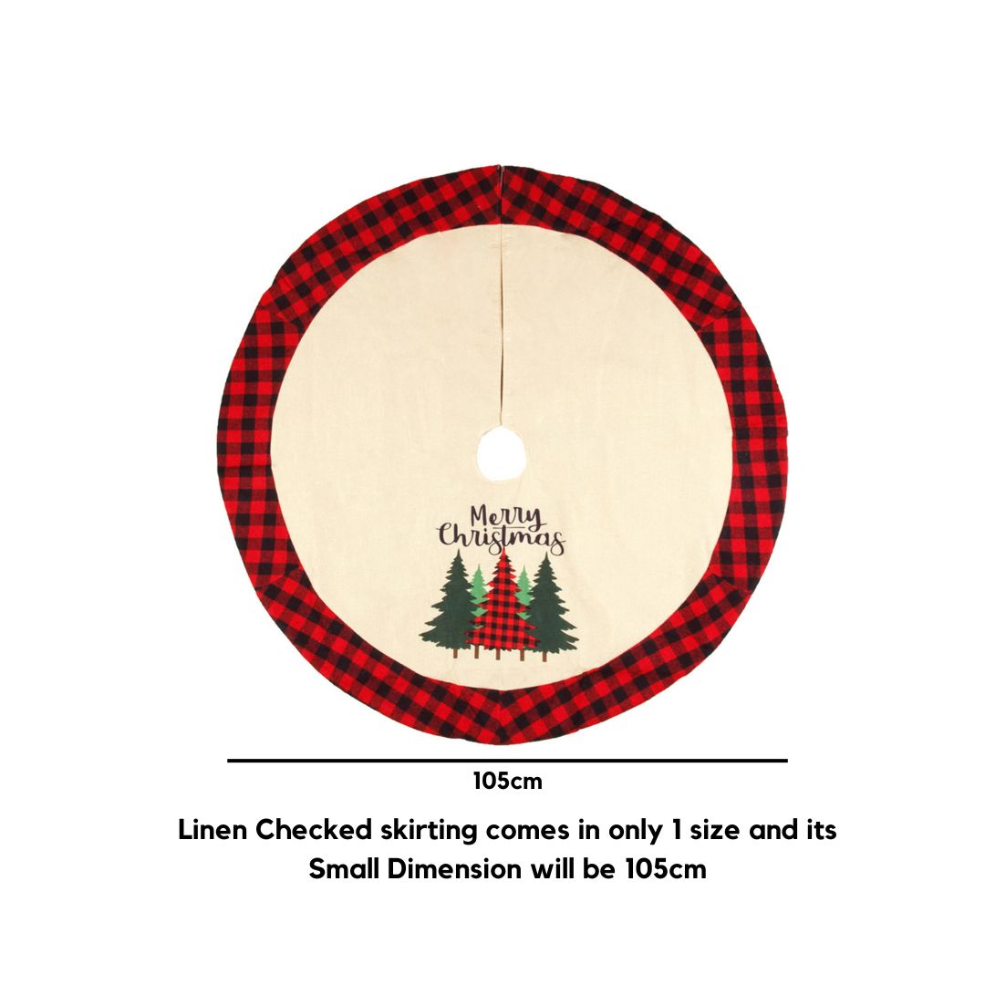 Linen Checked Christmas Tree Skirting