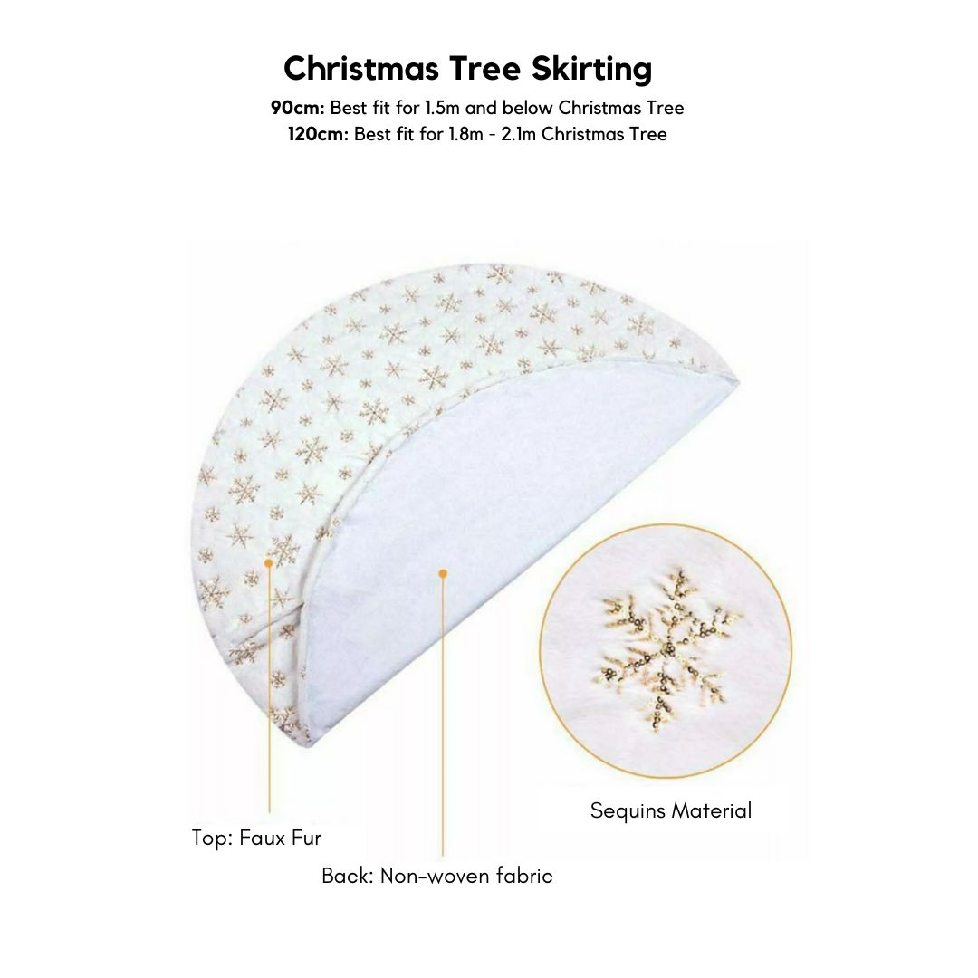 Silver Snow Christmas Tree Skirting