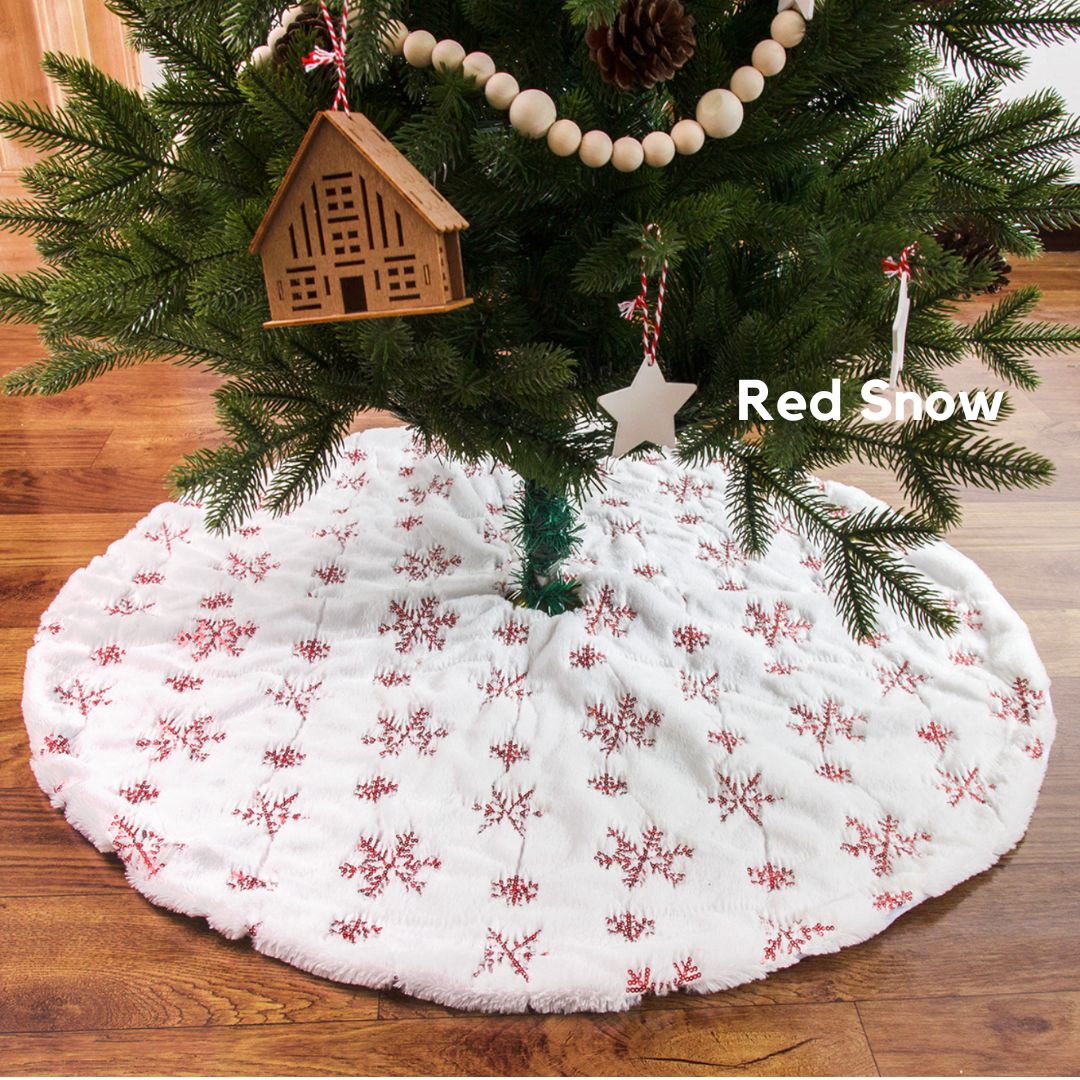 Red Snow Christmas Tree Skirting