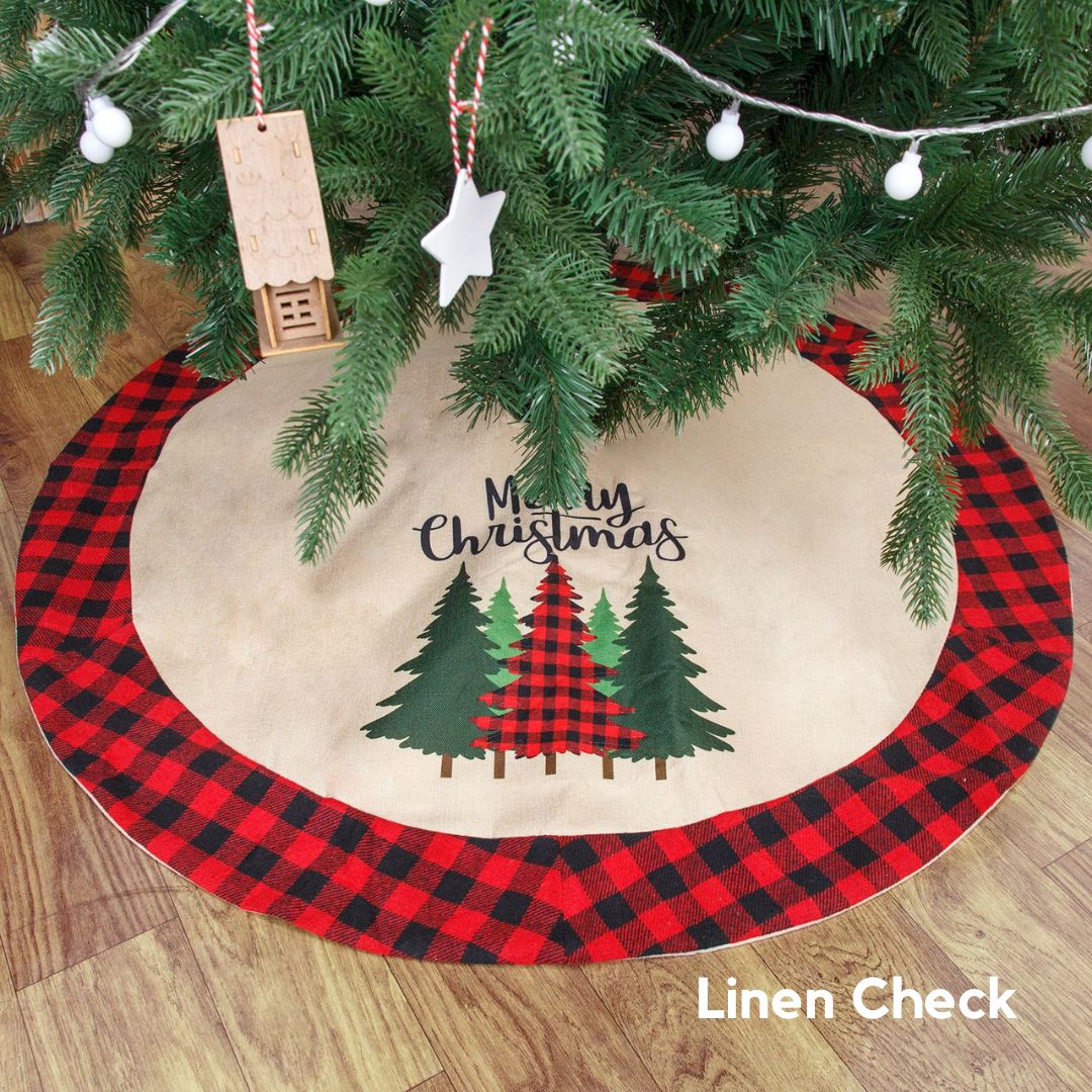 Linen Check Christmas Tree Skirting