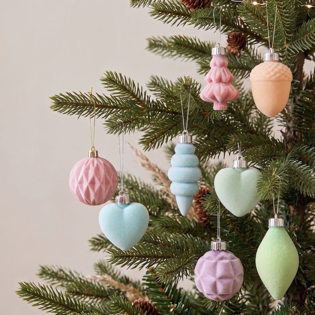 Premium velvet Christmas bauble with a non-glitter finish, ideal for decorating artificial Christmas trees in Singapore.