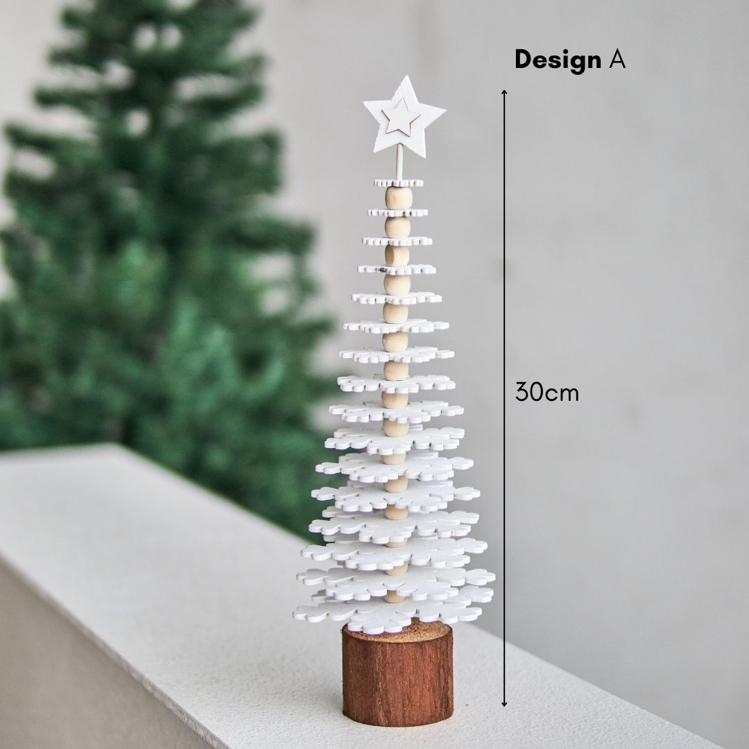 Christmas Wooden Tree Decorative Figurine Design A