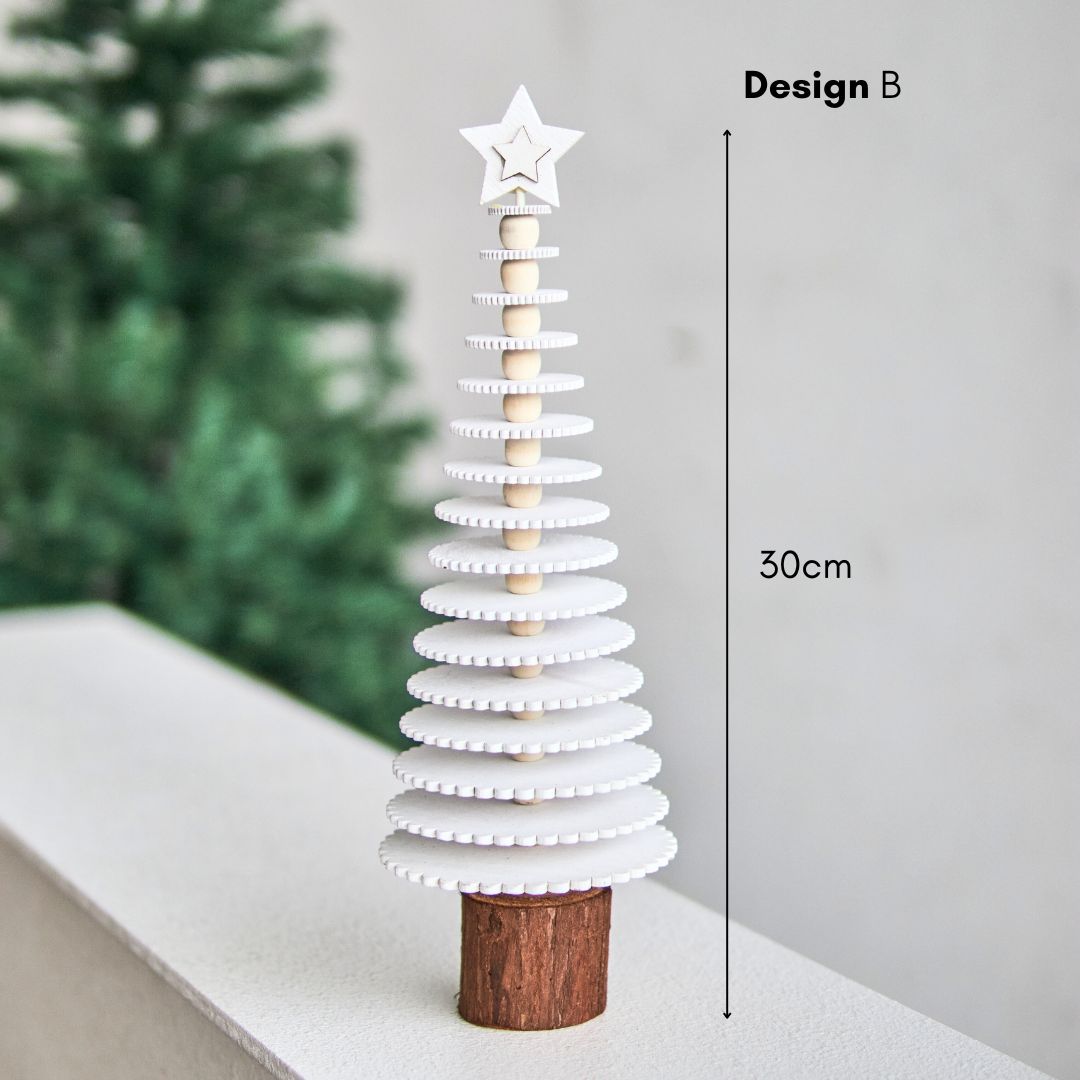 Christmas Wooden Tree Decorative Figurine Design B