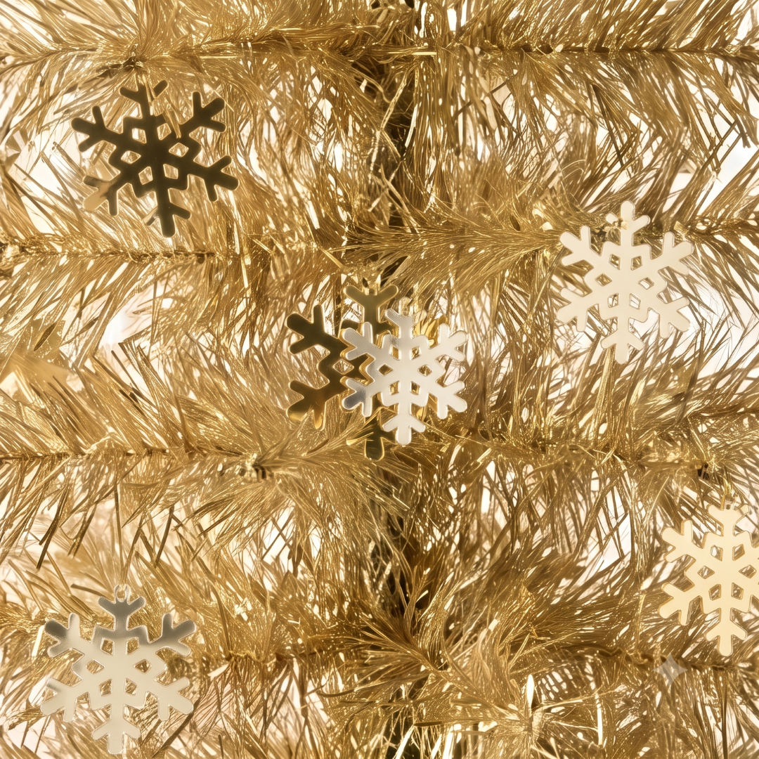 Detailed close-up of the shimmering red tinsel foliage and integrated reflective foil accents on the Reinox Collapsible Christmas Tree, highlighting a premium festive finish that outshines standard pop-up options from Tidings