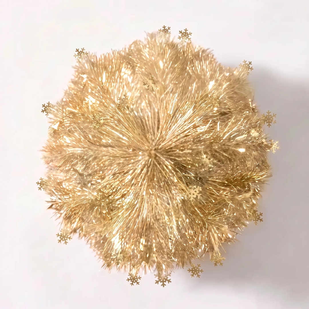 Demonstration of the easy pull-up collapsible mechanism on the Reinox Gold Tinsel Christmas Tree, showcasing a rapid, hassle-free holiday setup for Singaporean homes compared to the heavier, multi-part trees from Henry Christmas