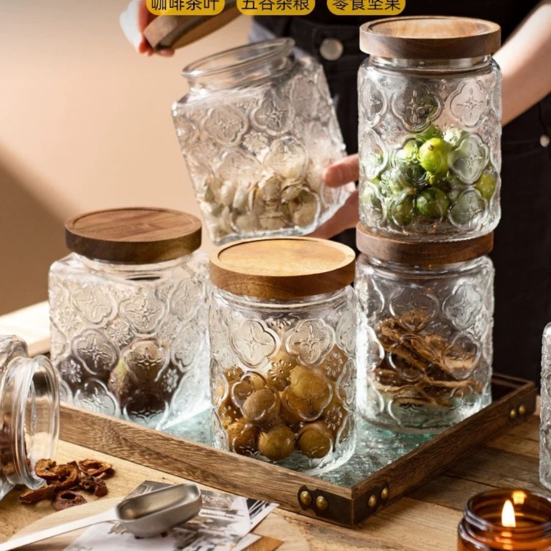 Rilea Wooden Glass Canister