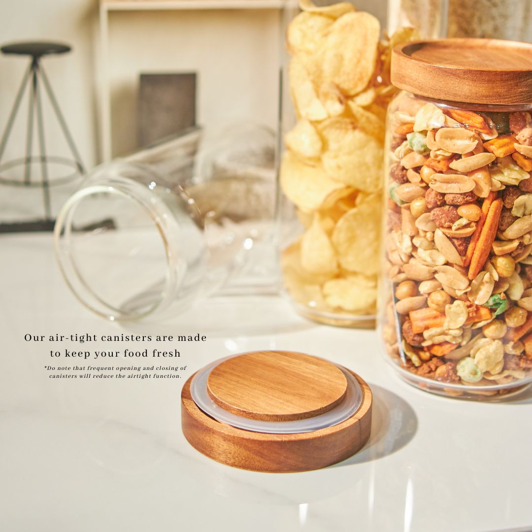 Woobly Acacia Wood Glass Canister