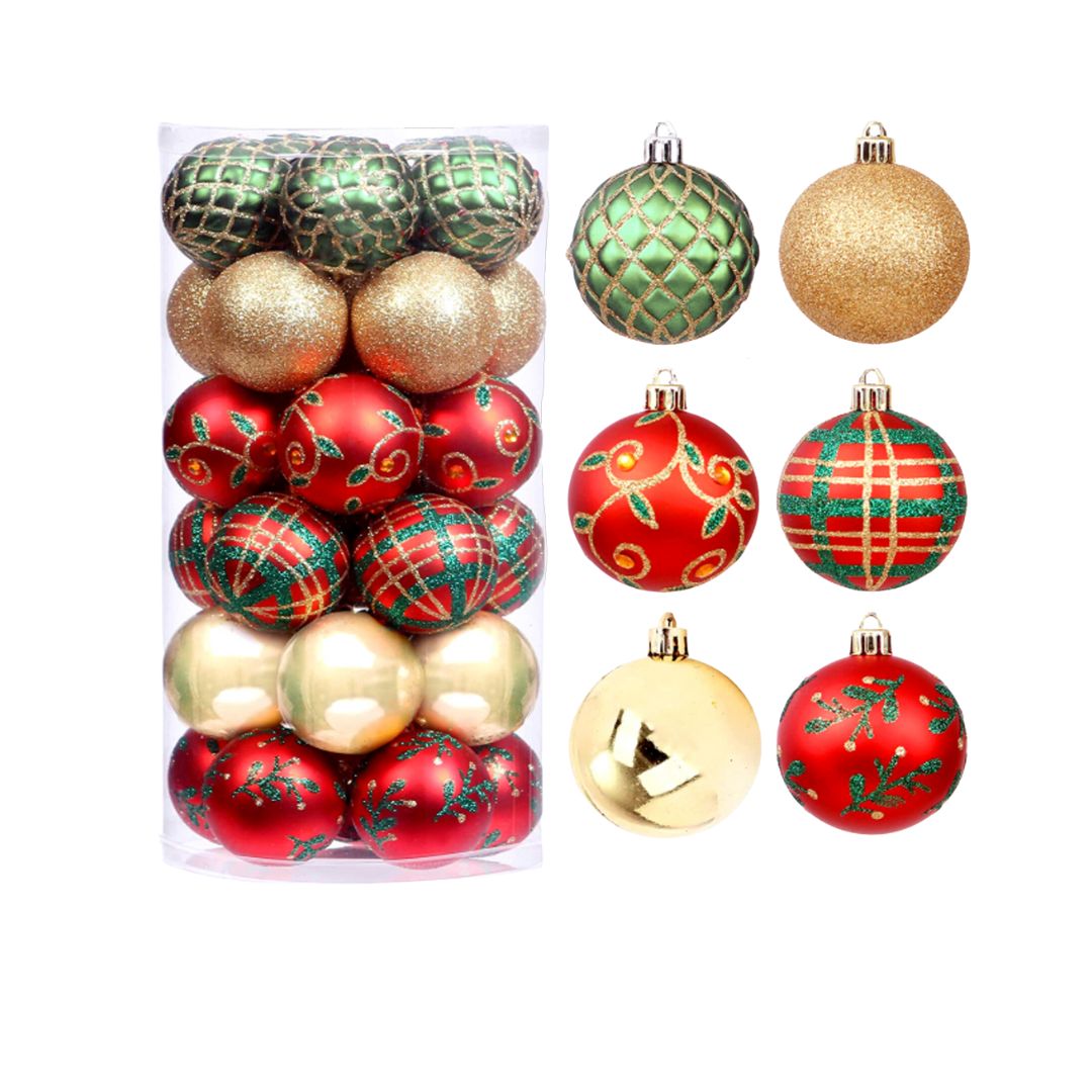 30pcs Set Christmas Hanging Baubles Ornament