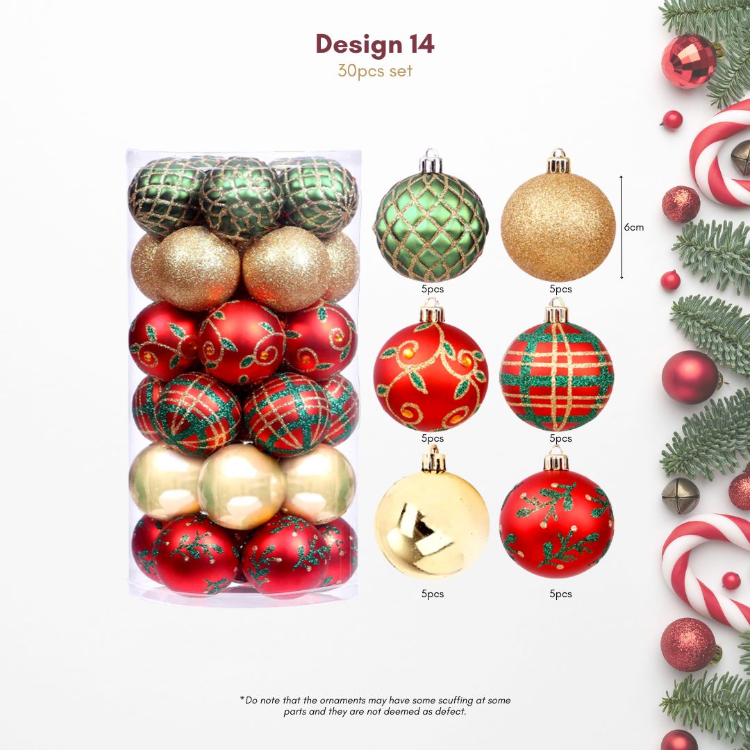 30pcs Set Christmas Hanging Baubles Ornament