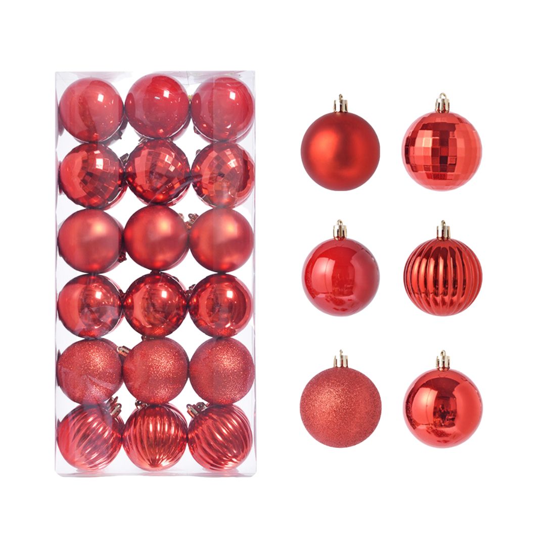 36pcs Set Red Christmas Hanging Baubles Ornament