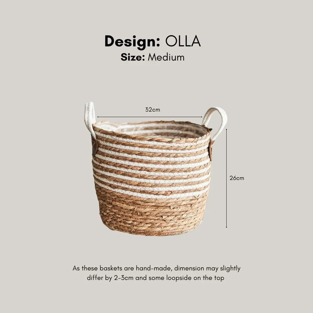 Olla Hand Made Seagrass Woven Plant Basket-Speckled Space