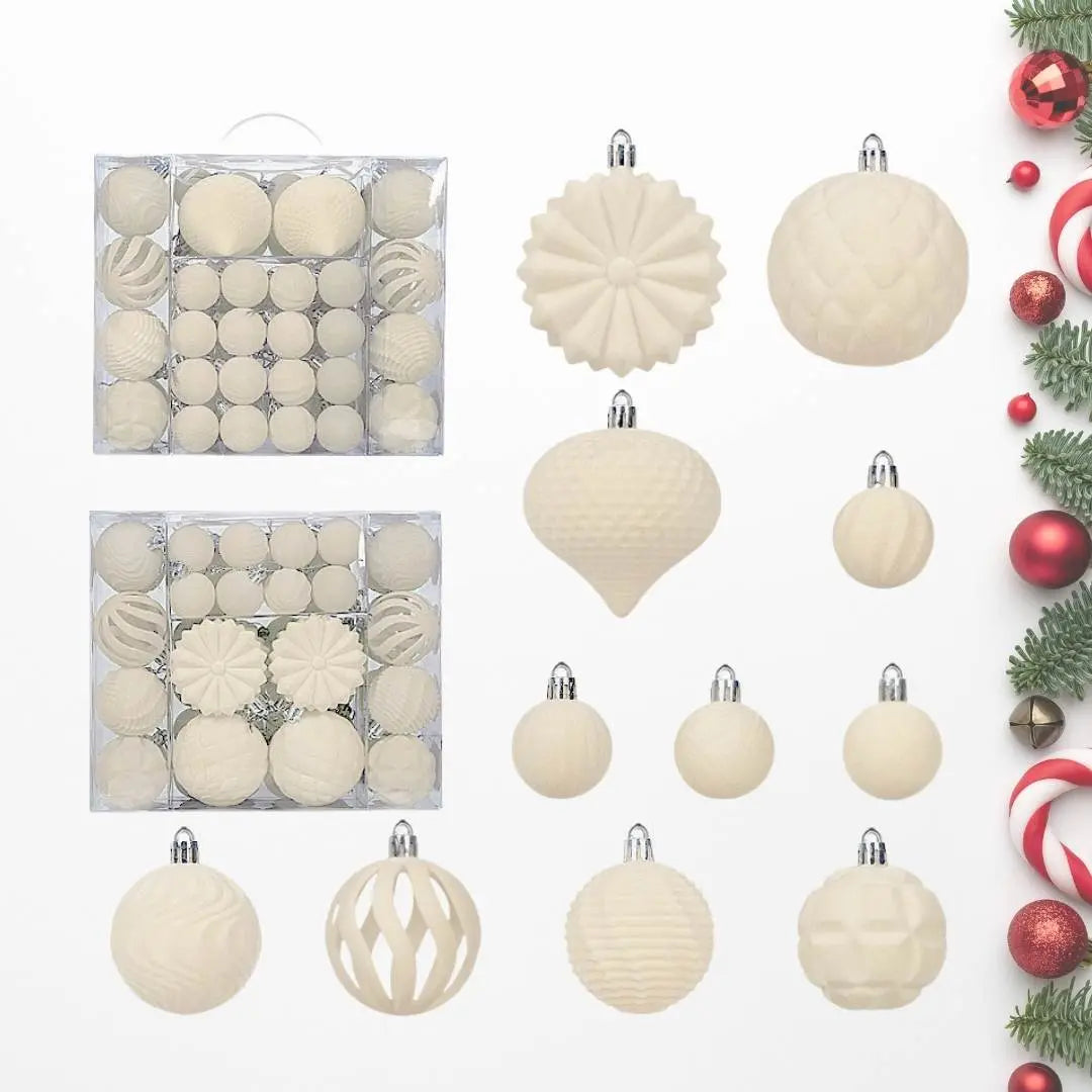 48pcs Set Beige Christmas Hanging Baubles Ornament (D88)-Speckled Space