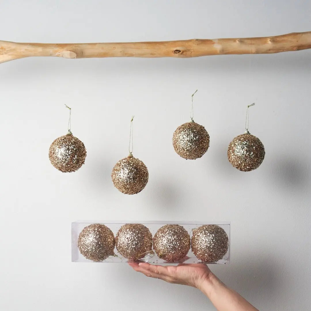 Rhine Gold 4pcs Christmas Hanging Baubles Ornament Design N-Speckled Space