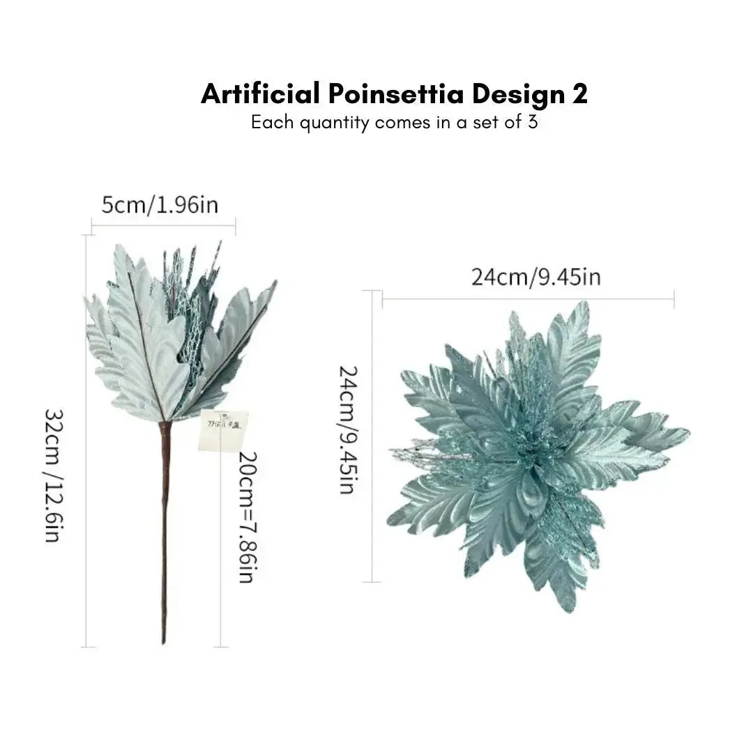 Xmas Artificial Poinsettia Flowers Design 2-Speckled Space