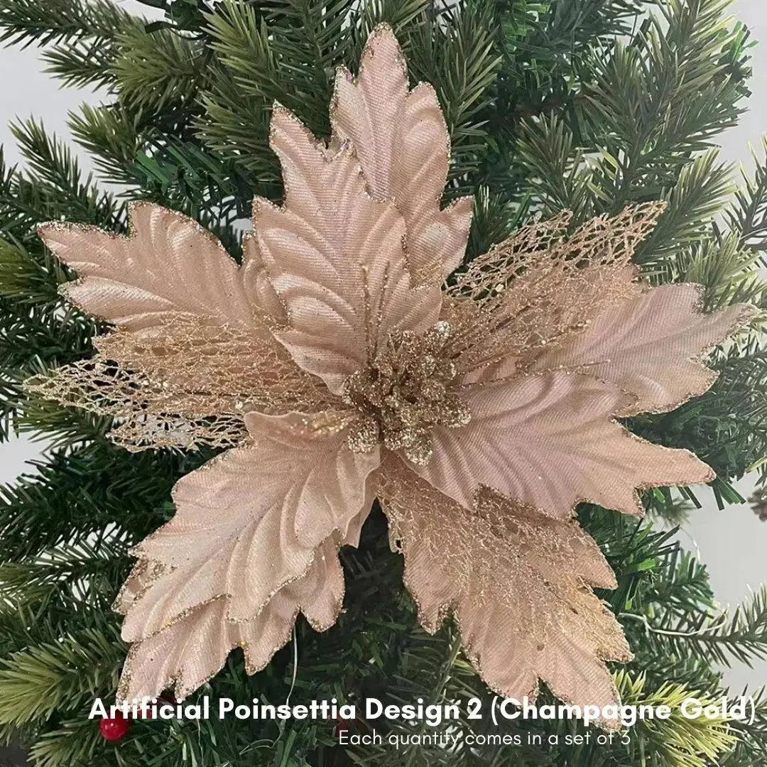 Xmas Artificial Poinsettia Flowers Design 2-Speckled Space
