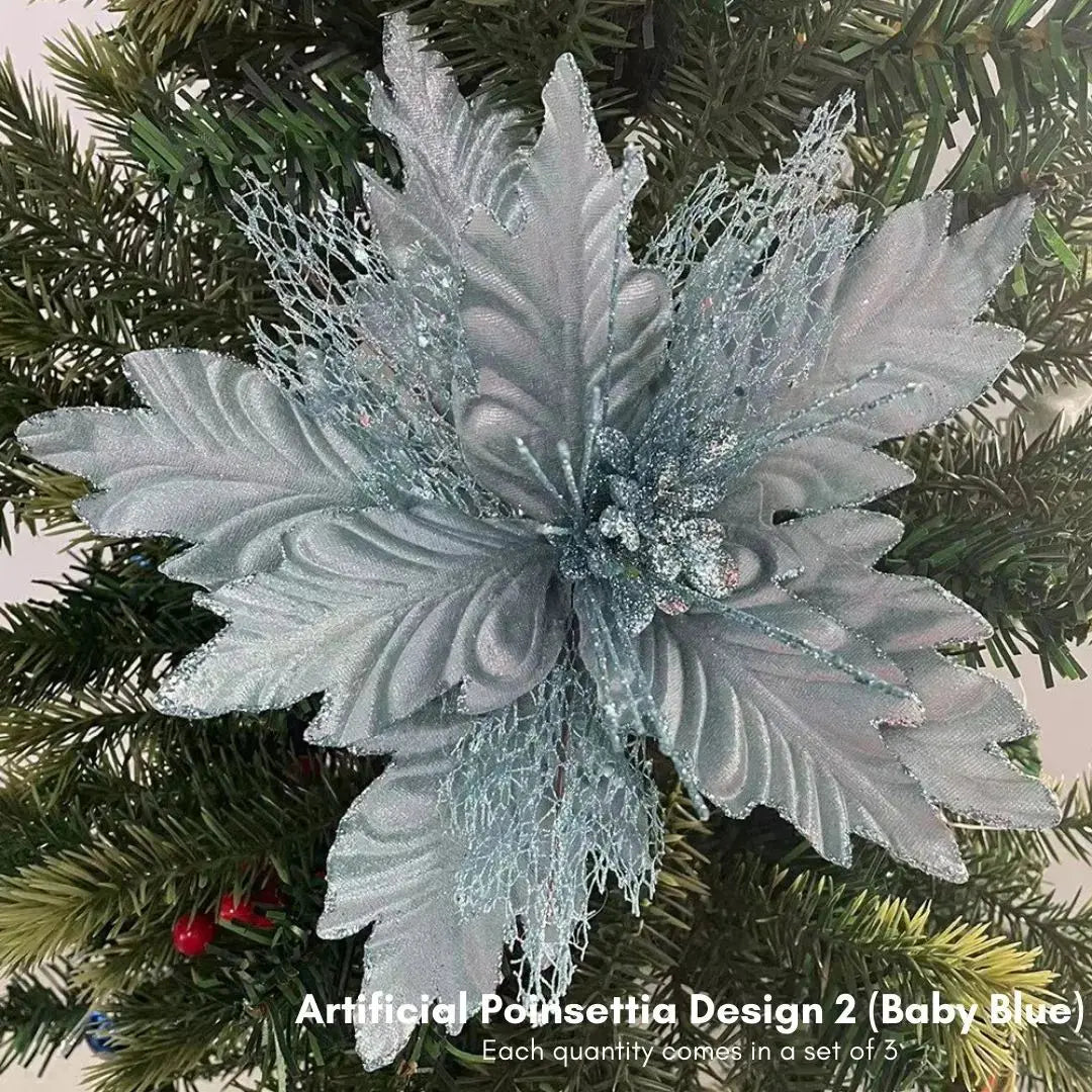 Xmas Artificial Poinsettia Flowers Design 2-Speckled Space