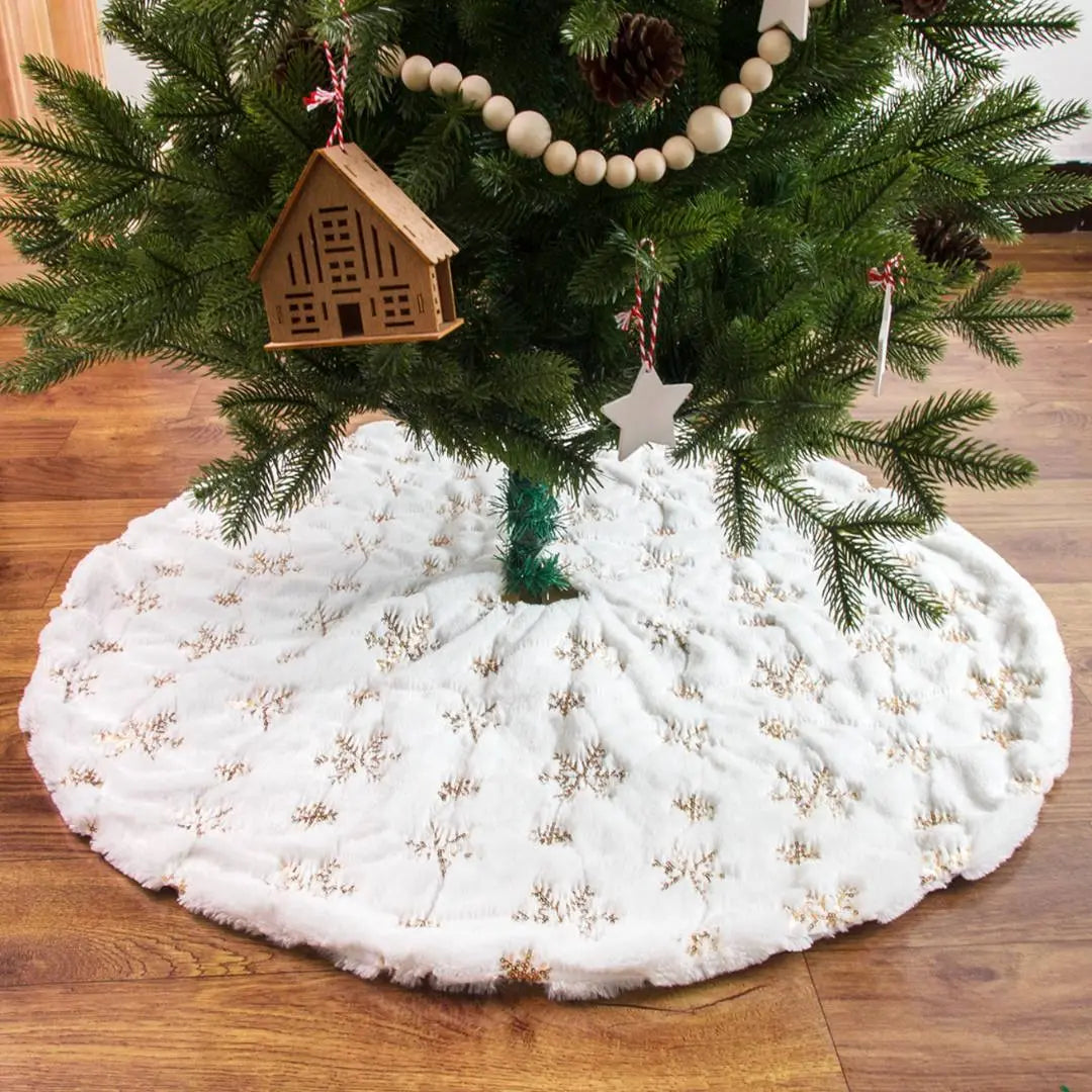 Gold Snow Christmas Tree Skirting-Speckled Space