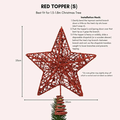 Red Blinky Star Tree Topper Speckled Space