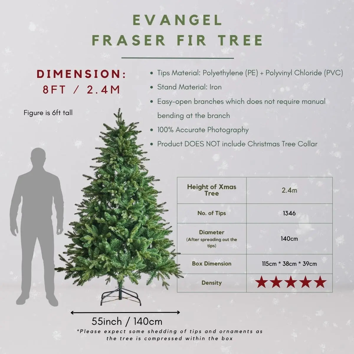 Evangel Fraser Fir Faux Christmas Tree-Speckled Space