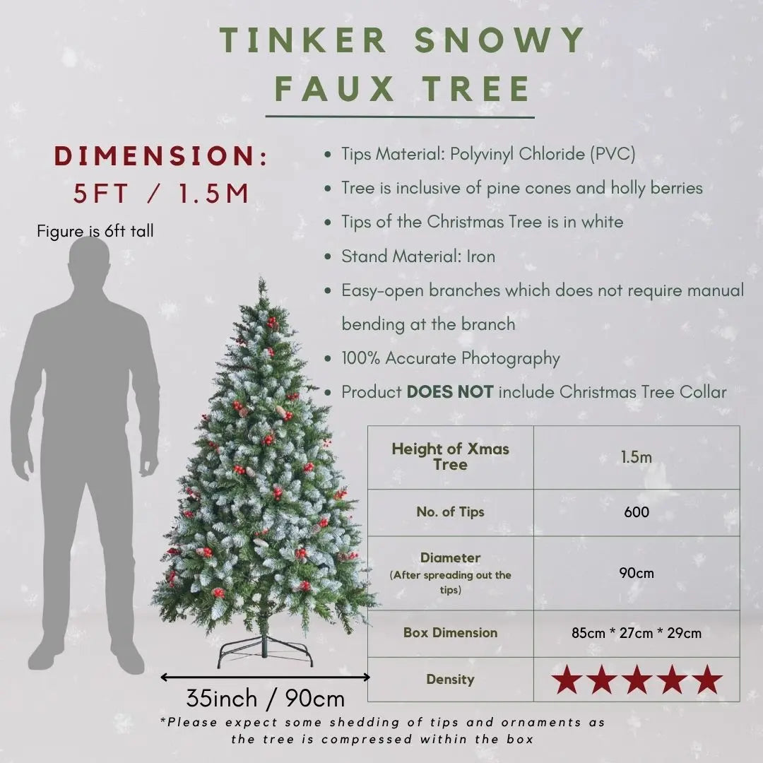 Cheap frosted artificial Christmas tree Singapore sizes 1.5m 1.8m 2.1m 2.4m
