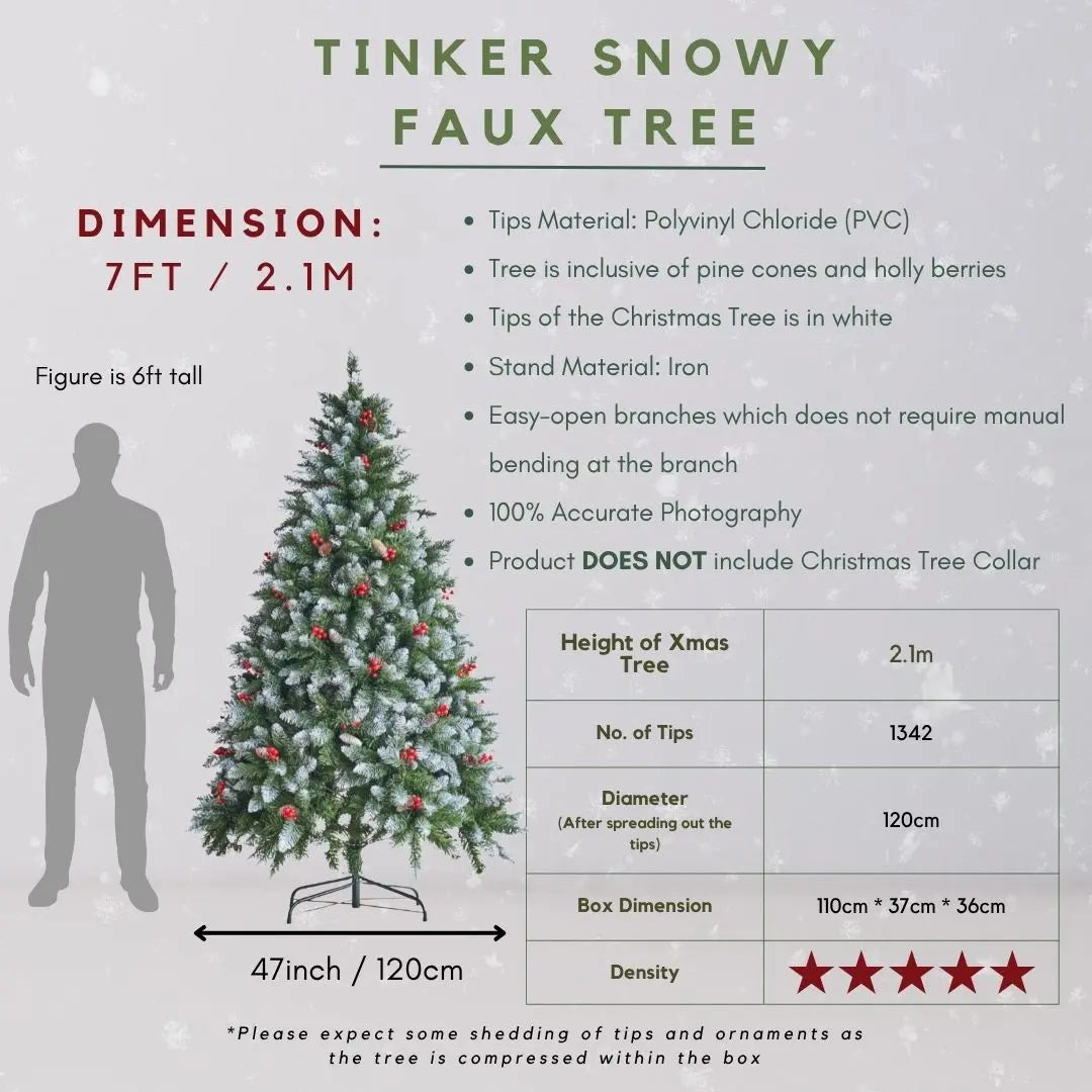 Pre decorated snowy tree with free heavy duty Christmas tree storage bag Singapore