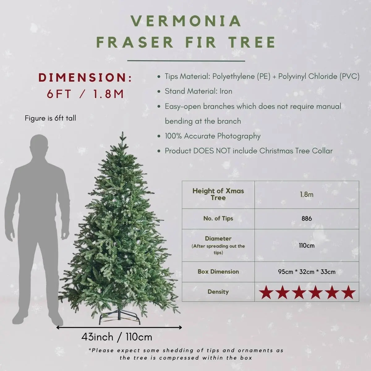Vermonia Fraser Fir Faux Christmas Tree-Speckled Space