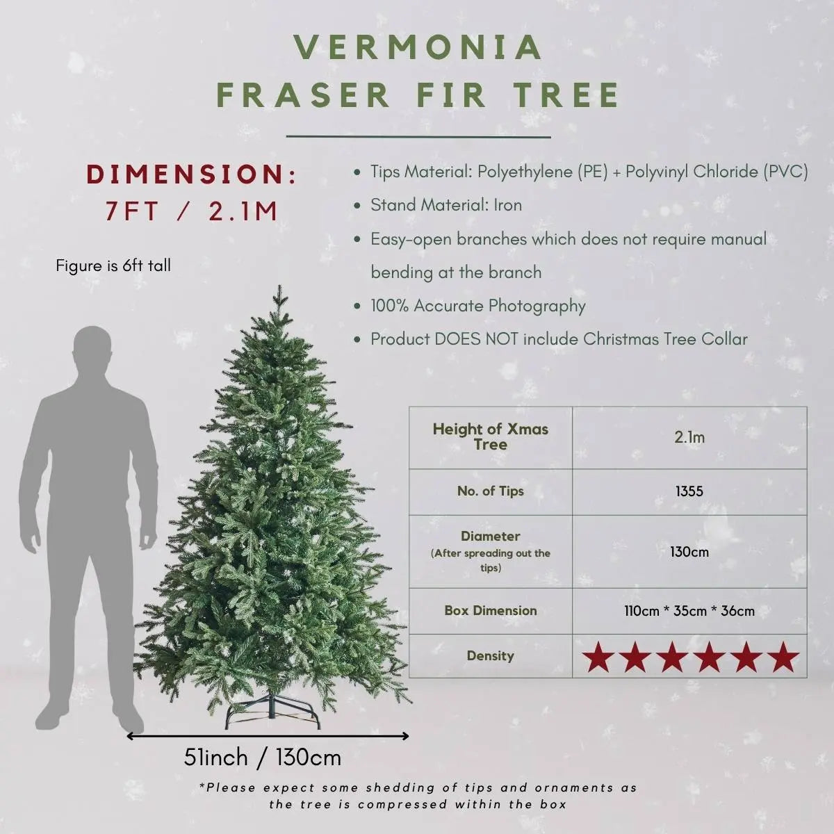 Vermonia Fraser Fir Faux Christmas Tree-Speckled Space
