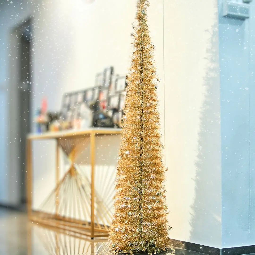 Reinox Gold Tinsel Collapsible Christmas Tree-Speckled Space