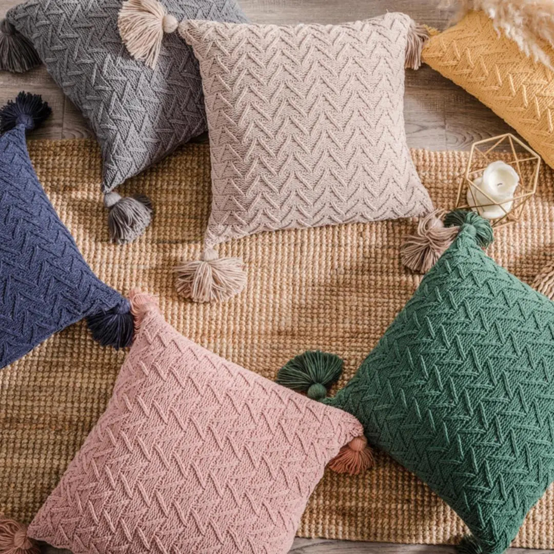 Vanessa Knitted Cushion Cover-Speckled Space