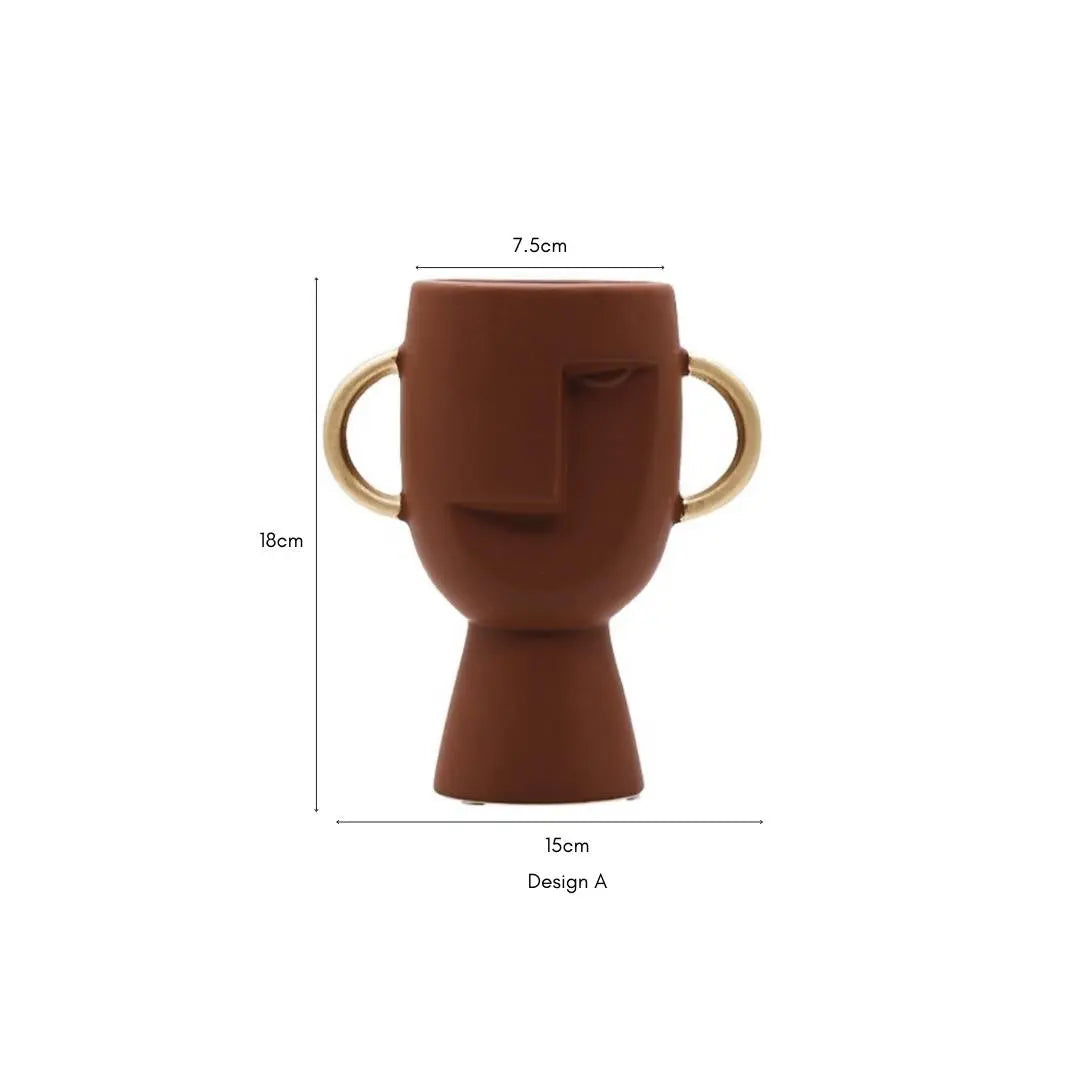Roopa Head Planter Ceramic Vase-Speckled Space