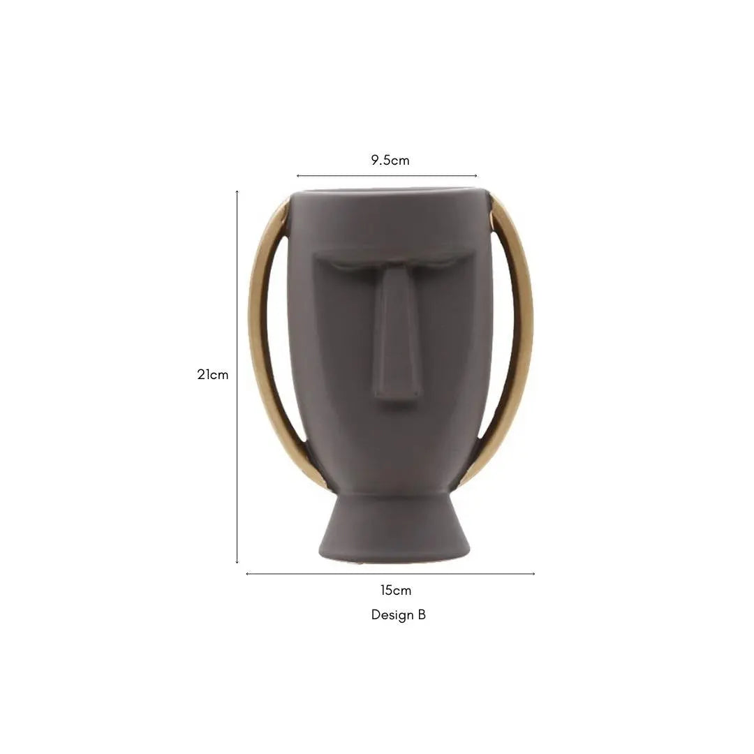 Roopa Head Planter Ceramic Vase-Speckled Space