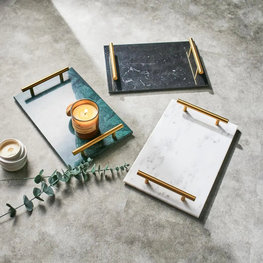 Peta Marble Decorative Serving Tray-Speckled Space