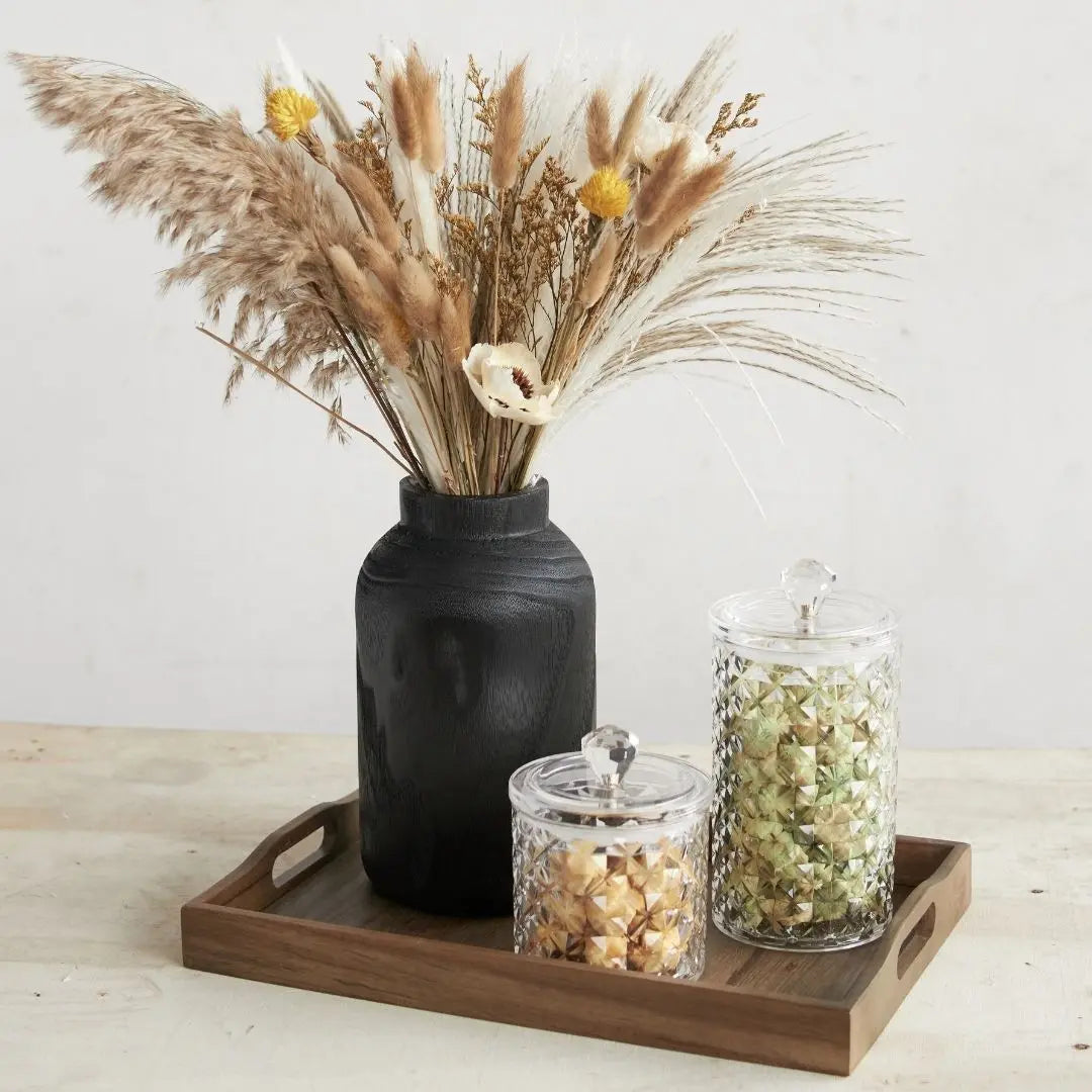 Stephanie Walnut Wood Decorative Serving Tray-Speckled Space